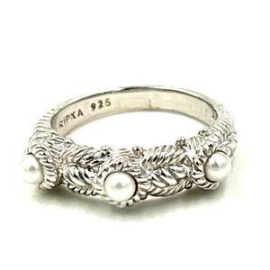 Judith Ripka 3 Pearl, 925 Sterling Silver Ring